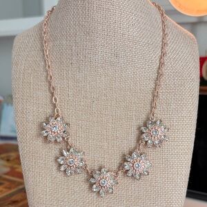 Floral Gold Necklace with Rhinestones